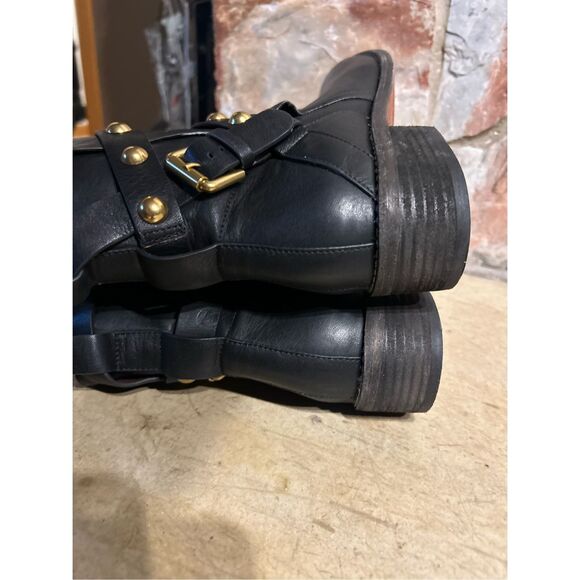 See by Chloe Studded Calf Skin Leather Ankle Booties Black Women's US Size 8 - Picture 11 of 12